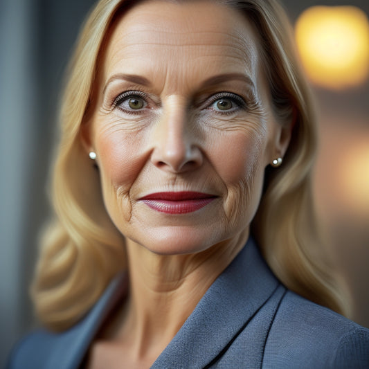 A stylized portrait of Deborah Monfette with a subtle, glowing aura surrounding her, standing in front of a blurred LinkedIn background with subtle connections and networking lines radiating from her.