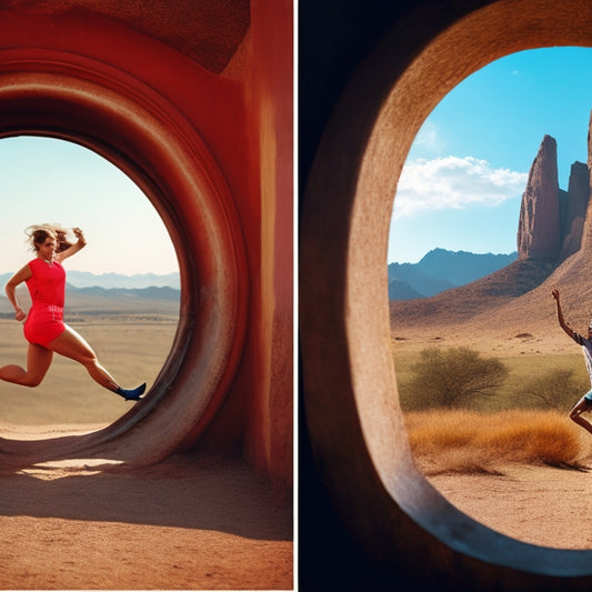 A split-screen image featuring a person stuck in front of a large, old-fashioned keyhole on one side, and a fit person running freely in a bright, natural landscape on the other.