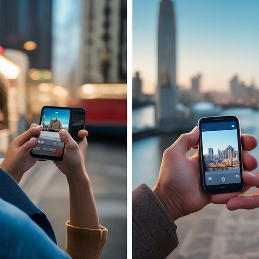 A split-screen image featuring a smartphone displaying the Letgo app with a payment processing screen on one side, and a person happily holding a purchased item on the other, with a blurred cityscape background.