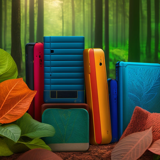 A stylized background with multiple overlapping Amazon Kindles in various colors and sizes, surrounded by scattered e-book covers and subtle hints of nature, such as leaves or a faint forest pattern.