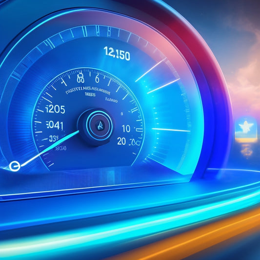 An illustration of a website's loading speedometer, with a slow-to-fast gauge transition, surrounded by Amazon S3 blocks and icons, connected by speeding arrows and swirling clouds, on a bright blue background.