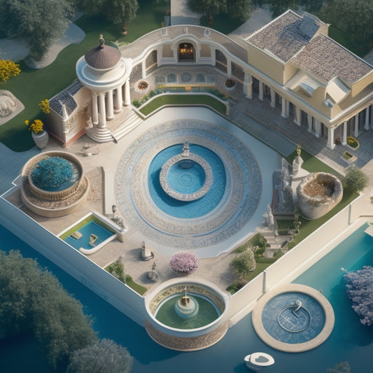 An illustration of a scale with a house in the center, one side featuring icons of luxury items (pool, hot tub, grand staircase) and the other side featuring icons of essentials (bed, kitchen sink, toilet).