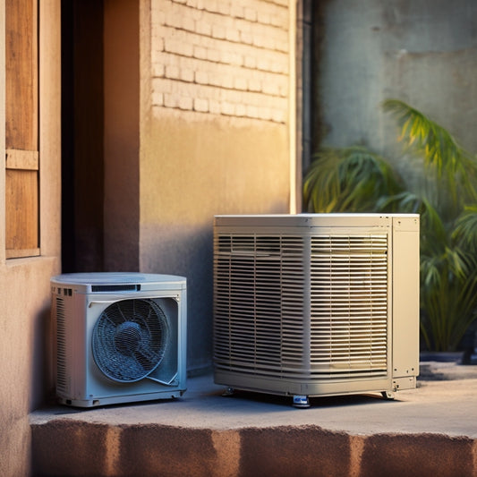 A split-type air conditioner with a sleek, modern design, surrounded by scattered old and worn-out AC parts, contrasted with shiny, new, and genuine LG AC components in the foreground.