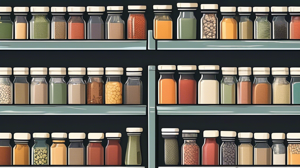 Create an image of a small pantry with limited shelf space, featuring an organized and efficient spice rack placement to maximize convenience and accessibility. Show various spice containers neatly arranged and labeled for easy identification, showca