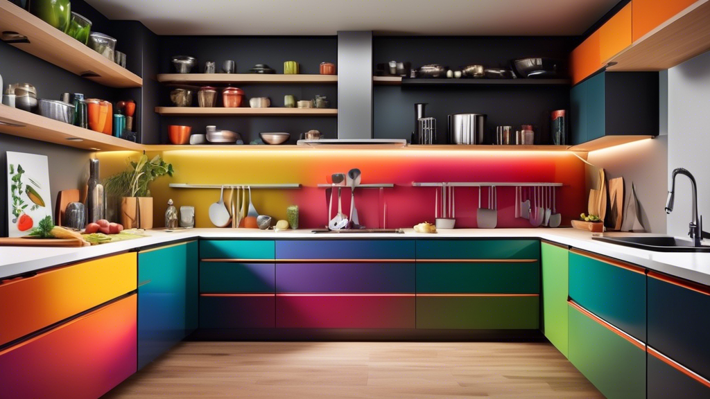 An image of a sleek and modern kitchen with various creative knife storage solutions, such as magnetic strips, drawer inserts, or under-cabinet racks, showcasing an organized and efficient culinary space.