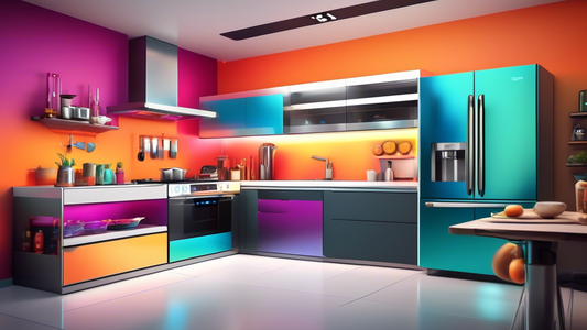 Create an image of a modern, tech-filled kitchen with sleek, futuristic smart kitchen devices and appliances that a tech-savvy chef would love to have, showcasing the perfect blend of convenience and innovation in culinary technology.