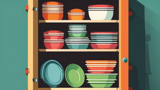 Create an image of a kitchen cabinet filled with various ingenious storage baskets that are attached to the inside of the cabinet doors. The baskets should showcase different designs and functionalities, such as wire racks, stackable containers, and 