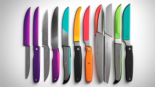 Create an image of a modern and innovative smart knife storage solution that maximizes space, improves organization, and enhances kitchen aesthetics. Include features like magnetic strips, sliding compartments, or a built-in sharpener for a sleek and
