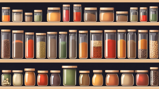 Create an image of a beautifully organized pantry shelf filled with a variety of stackable spice racks in different sizes and designs. The pantry should appear neat, stylish, and functional, showcasing how stackable spice racks can help maximize spac
