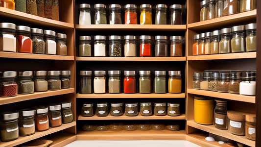 Create an image of a neatly organized spice collection on a lazy Susan, showcasing 5 different creative arrangements or storage solutions for spices. Each section should demonstrate a unique way to utilize the lazy Susan for spice organization, such 