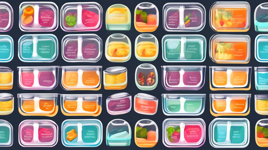 Create an image of a variety of stackable meal prep containers, neatly organized and labeled for easy meal planning and prep. Include different sizes, shapes, and colors to showcase a diverse selection of containers for efficient storage and organiza