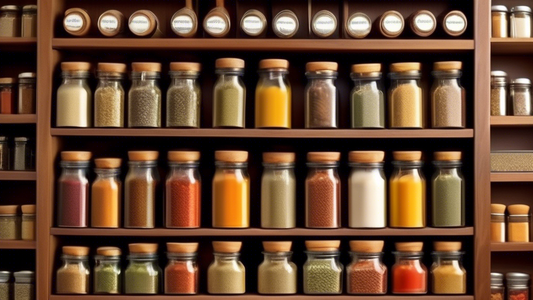 Create an image of a beautifully organized spice rack, showcasing a variety of spices neatly arranged by cuisine type. Each section of the spice rack should be labeled with the cuisine it represents, such as Indian, Italian, Mexican, etc. The spices 