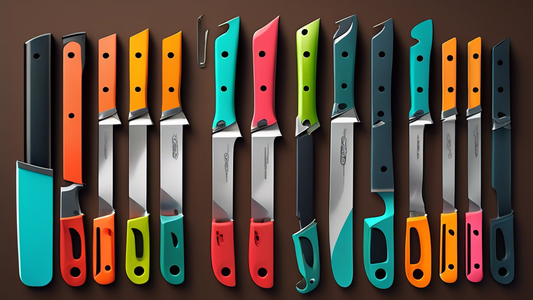 Create an image of a neatly organized knife storage system, showcasing various safe and inventive ways to store knives to prevent accidents and maintain their sharpness. Include elements such as knife blocks, magnetic strips, protective sheaths, and 