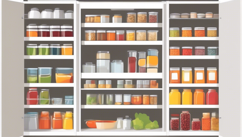 Create an image of a modern kitchen pantry with pull-out shelf organizers fully stocked with neatly organized cans, jars, and kitchen supplies. Show the ease of access and efficient use of space provided by the organizers, highlighting the benefits o