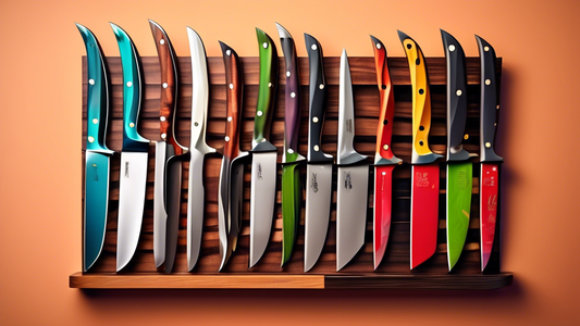 Create an image of a beautifully organized and stylish knife storage solution for Japanese kitchen knives, showcasing different options like magnetic knife strips, custom knife blocks, wall-mounted knife racks, or traditional knife display cases. The