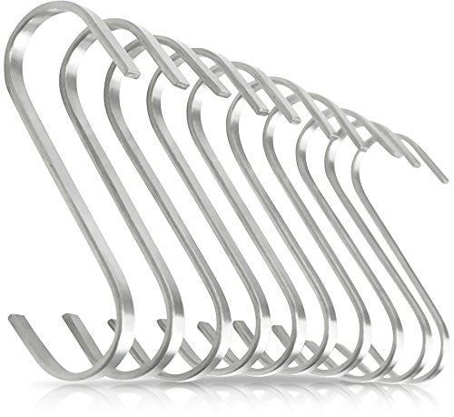 Flat Hanging Hooks - Pot Racks S Hook 10 Pack Set - Pro Chef Kitchen Tools