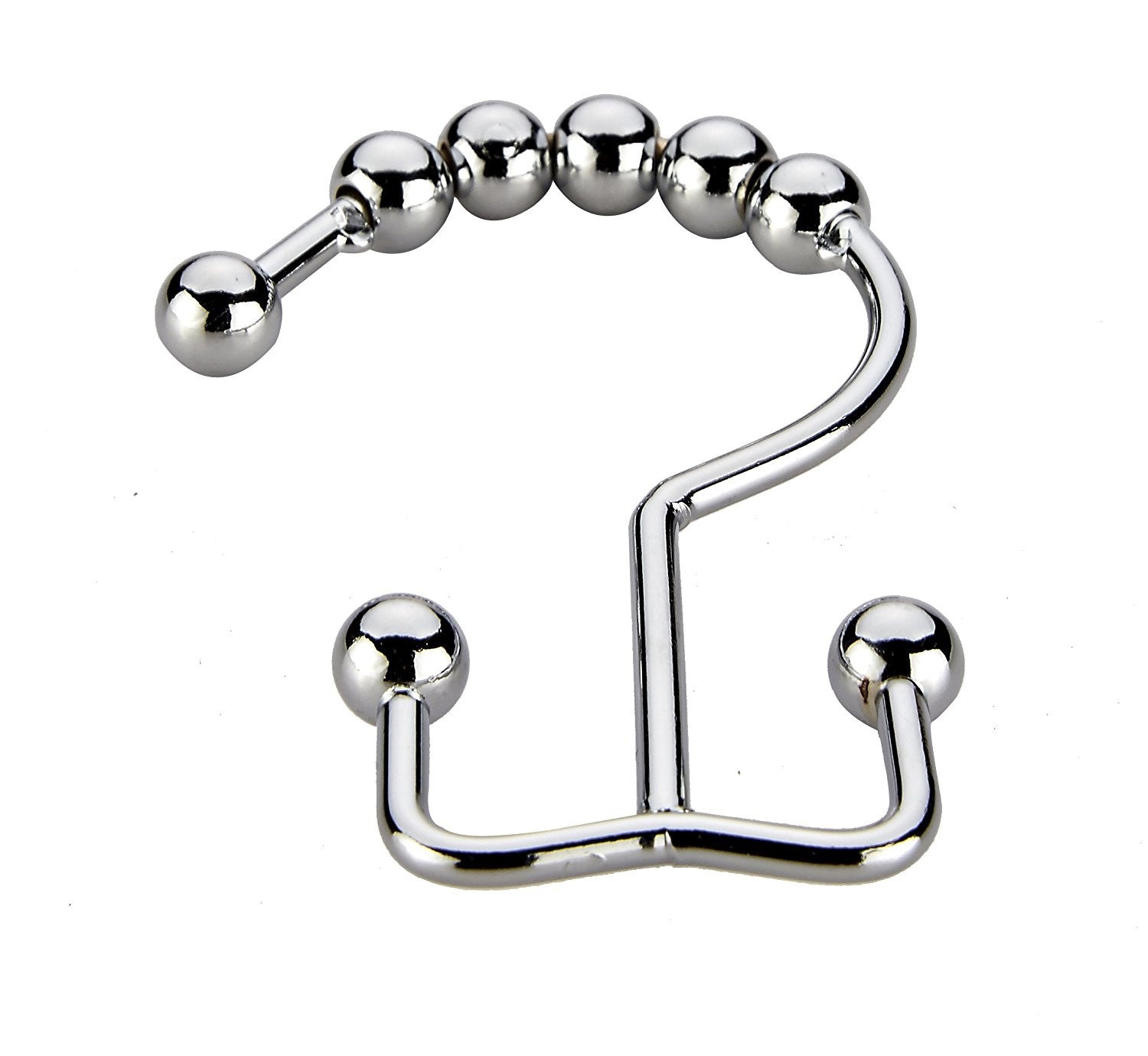 Double Shower Curtain Hooks - Set of 12 Metal Shower Curtain Rings for  Bathroom