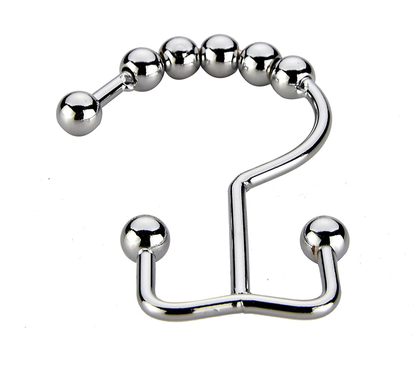 Shower Curtain Rings -12 Pack Set Of Double Polished Chrome Roller Ball Shower Curtain Hooks - Hang Both Beach Shower Liners And Bathroom Curtains On Straight And Curved Rods by Pro Chef Kitchen Tools - Pro Chef Kitchen Tools