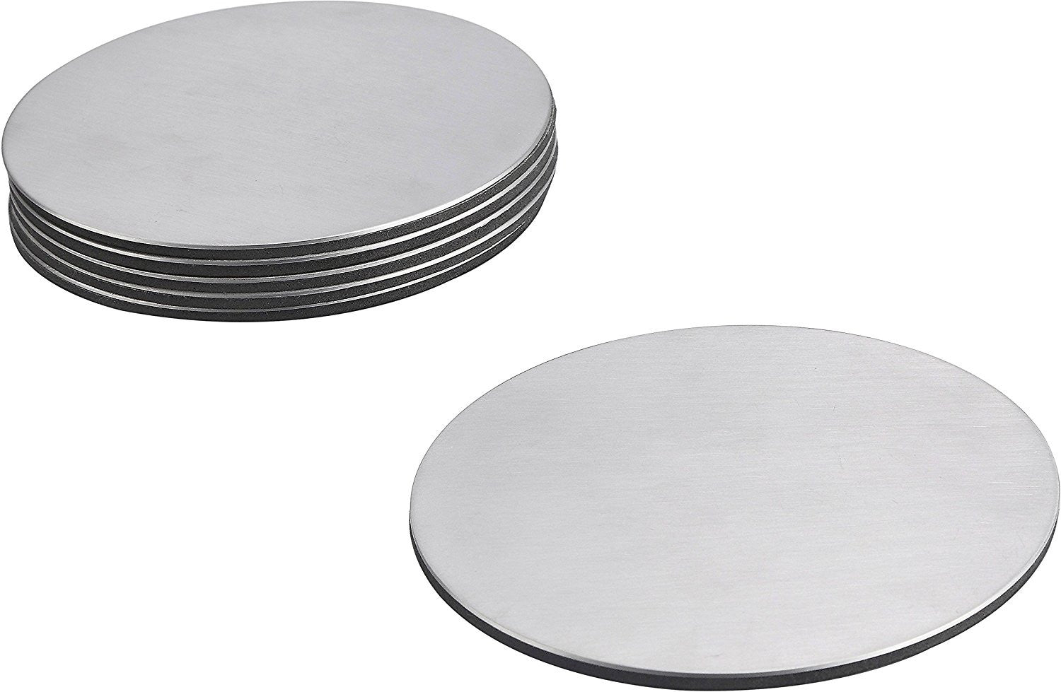 Pro Chef Kitchen Tools Stainless Steel Drink Coaster Set - Prevent Stains and Scratches with 6 Round Table Coasters for Glasses, Bar Drinks, Mugs, Coffee Cups, Tea, Wine, Beverages - Pro Chef Kitchen Tools