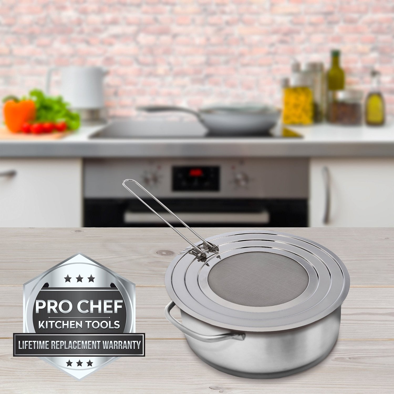 Pro Chef Kitchen Tools Stainless Steel Grease Splatter Screen - Eliminate Mess and Prevent Hot Oil Burns and Stains When Pan Frying Bacon or Sauteing With Instant Pot As a Replacement Lid - Pro Chef Kitchen Tools