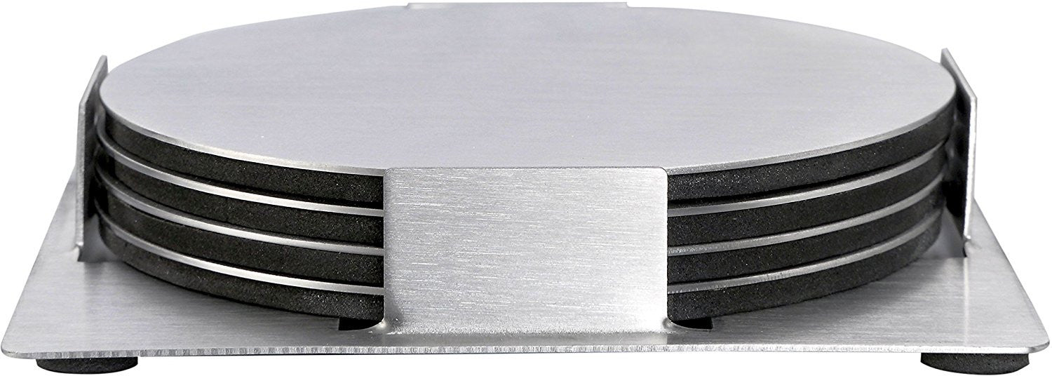 Stainless Square Drink Coasters Set of 4 - Pro Chef Kitchen Tools