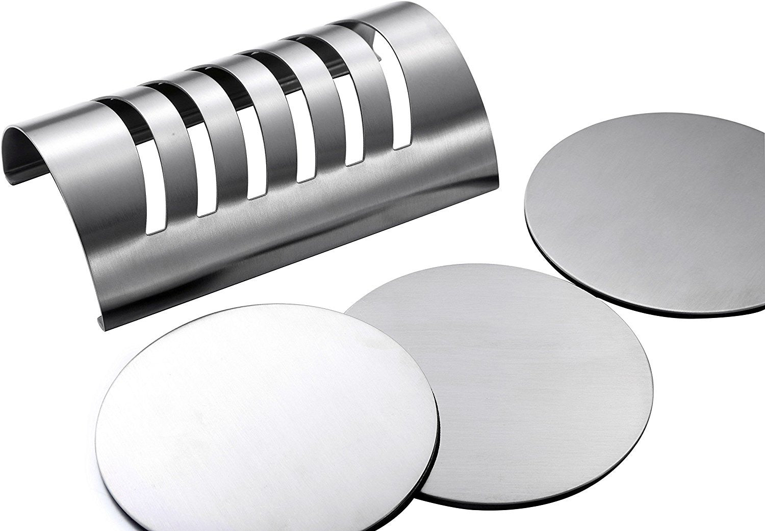 Pro Chef Kitchen Tools Stainless Steel Drink Coaster Set - Prevent Stains and Scratches with 6 Round Table Coasters for Glasses, Bar Drinks, Mugs, Coffee Cups, Tea, Wine, Beverages - Pro Chef Kitchen Tools