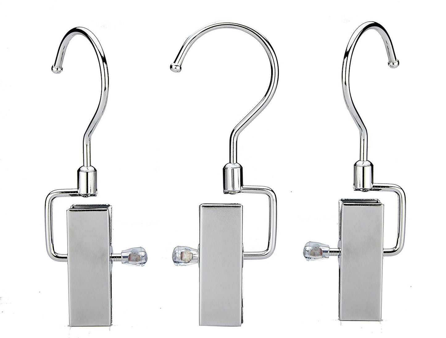 Pro Chef Kitchen Tools Stainless Steel Hanging Swivel Clip Hook - Set of 10 Swiveling Spring Clips with Hooks to Display Hang Boots, Caps, Hats, Laundry Hanger Metal Clothespin Clamps Replacement - Pro Chef Kitchen Tools