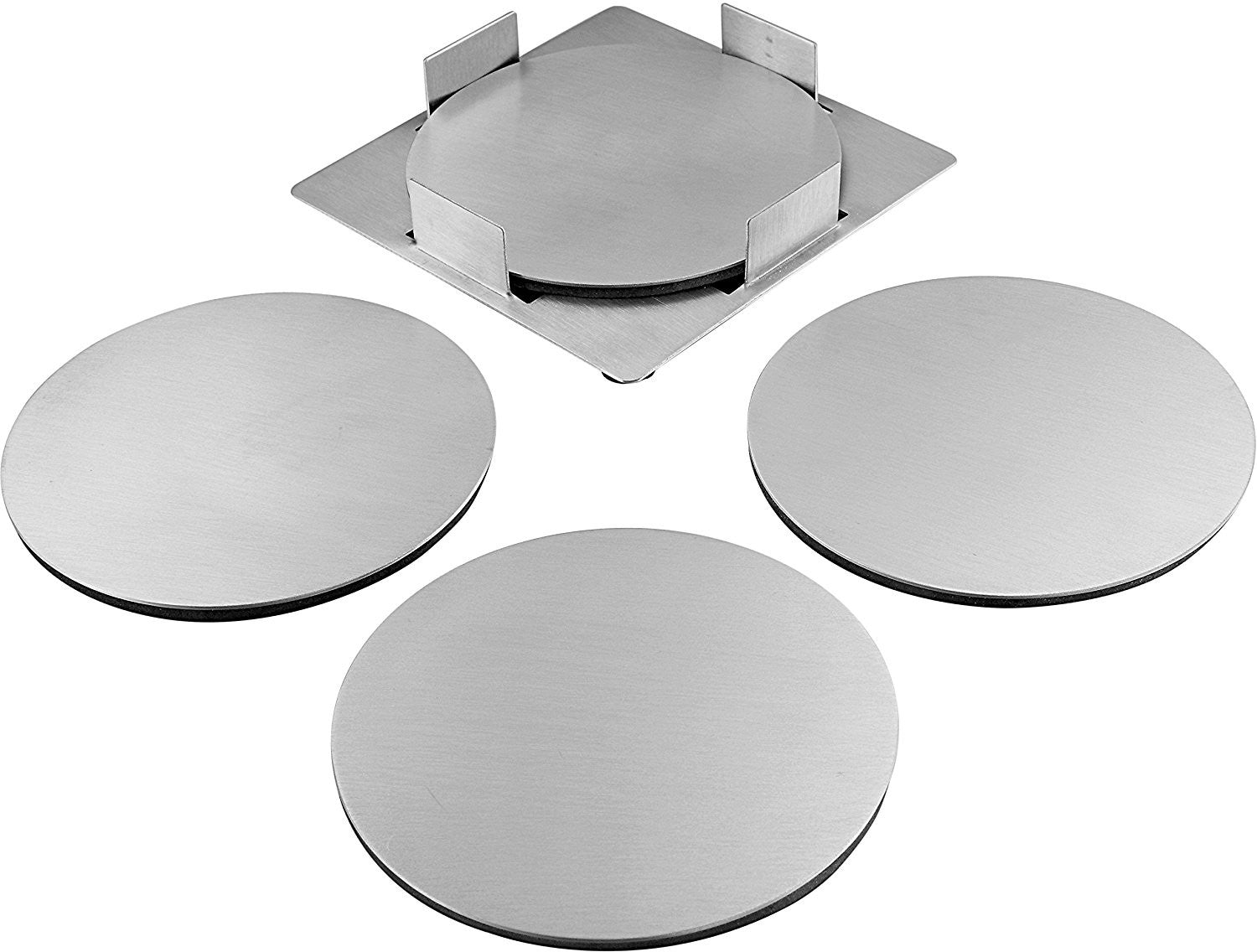 Round Drink Coasters - Protect Coffee Table From Mugs And Glasses - Room Decor Coaster Set For Coffee Cup Holder - Stainless Steel Home Bar Accessories Decoration by Pro Chef Kitchen Tools - Pro Chef Kitchen Tools