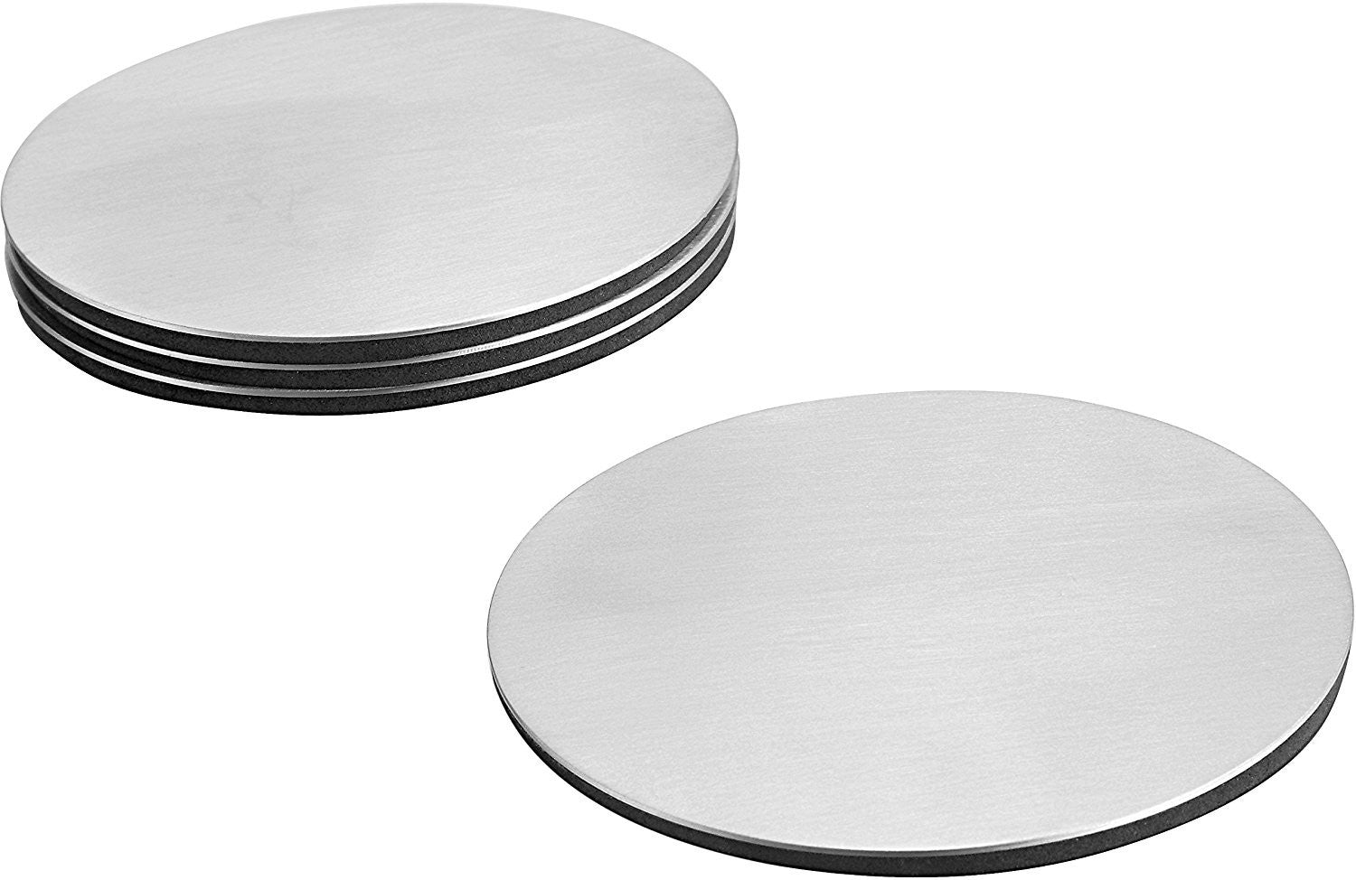 Round Drink Coasters - Protect Coffee Table From Mugs And Glasses - Room Decor Coaster Set For Coffee Cup Holder - Stainless Steel Home Bar Accessories Decoration by Pro Chef Kitchen Tools - Pro Chef Kitchen Tools