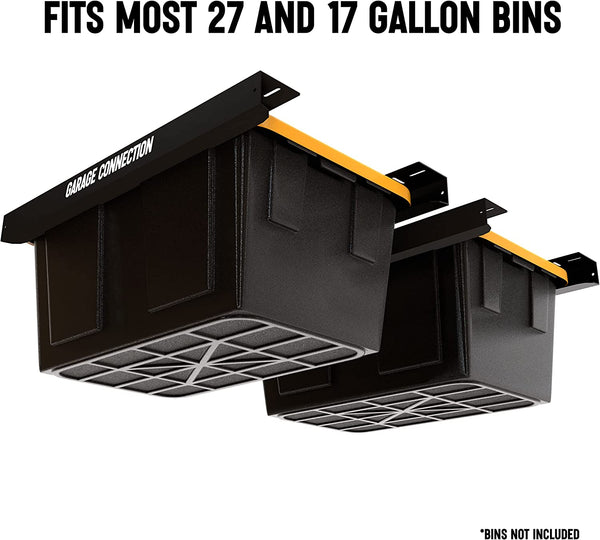 Overhead Garage Storage Bin Rack Ceiling Bracket for Holding Gallon