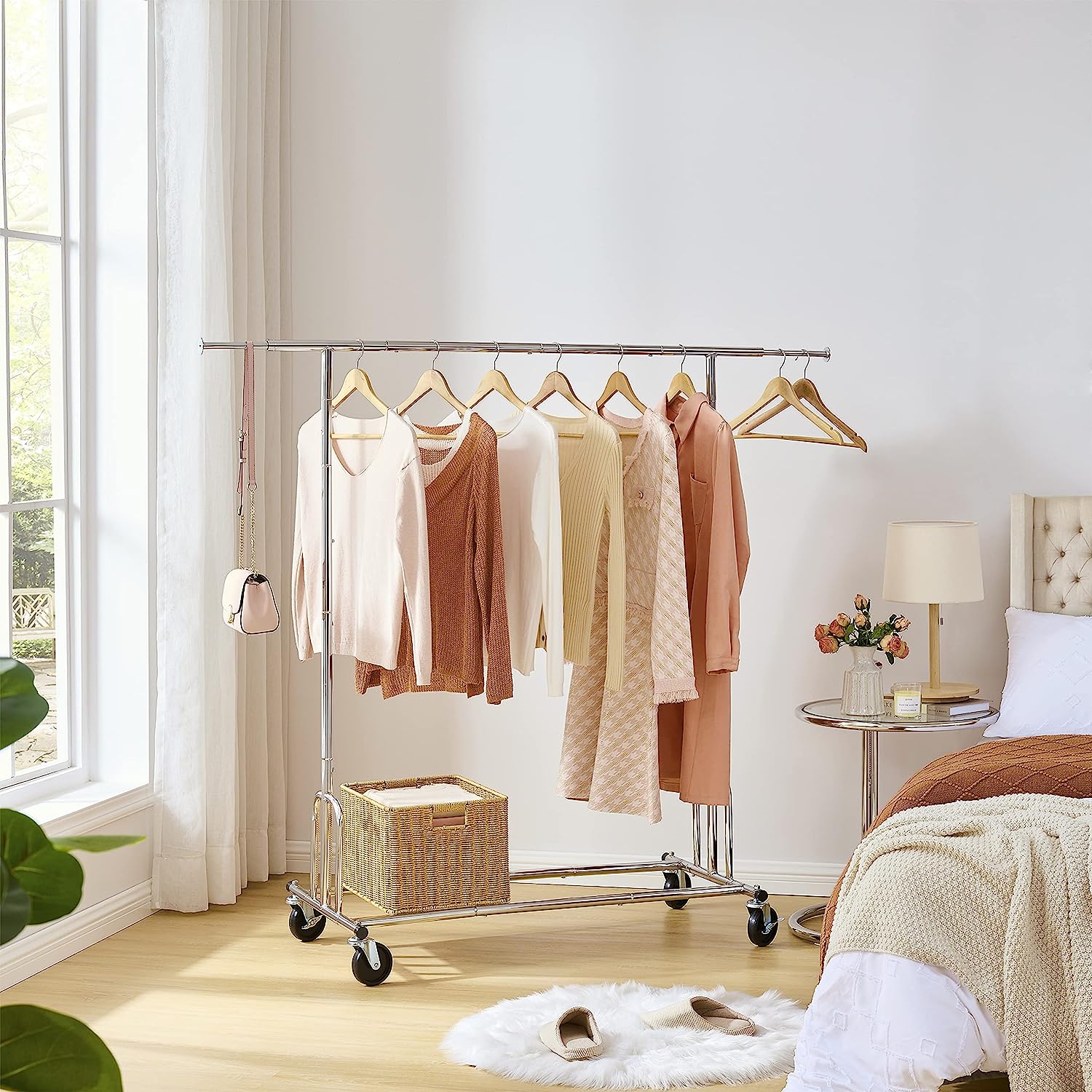 Heavy Duty Clothes Rack,Foldable Garment Rack,Freestanding Commercial