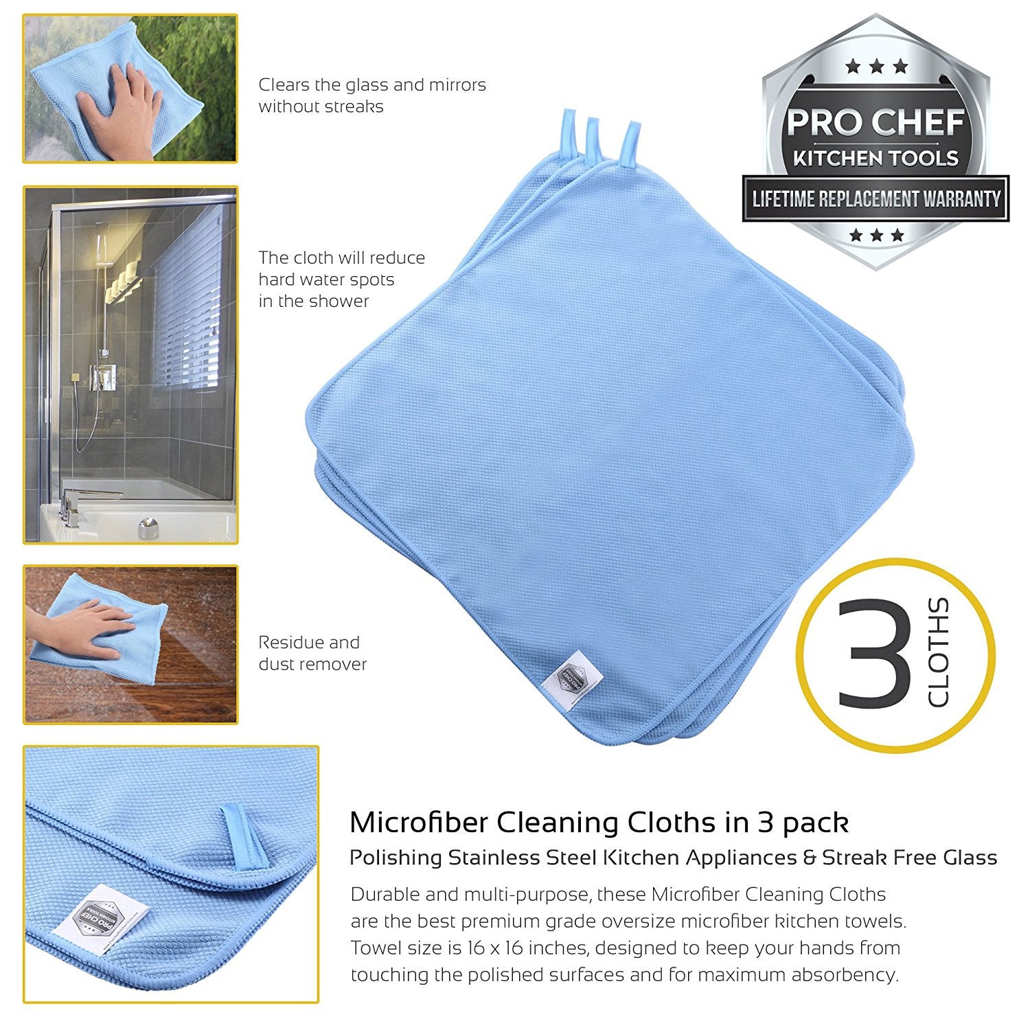 Microfiber Cleaning Cloth - Household Wipes And Cloths - Pro Chef Kitchen Tools