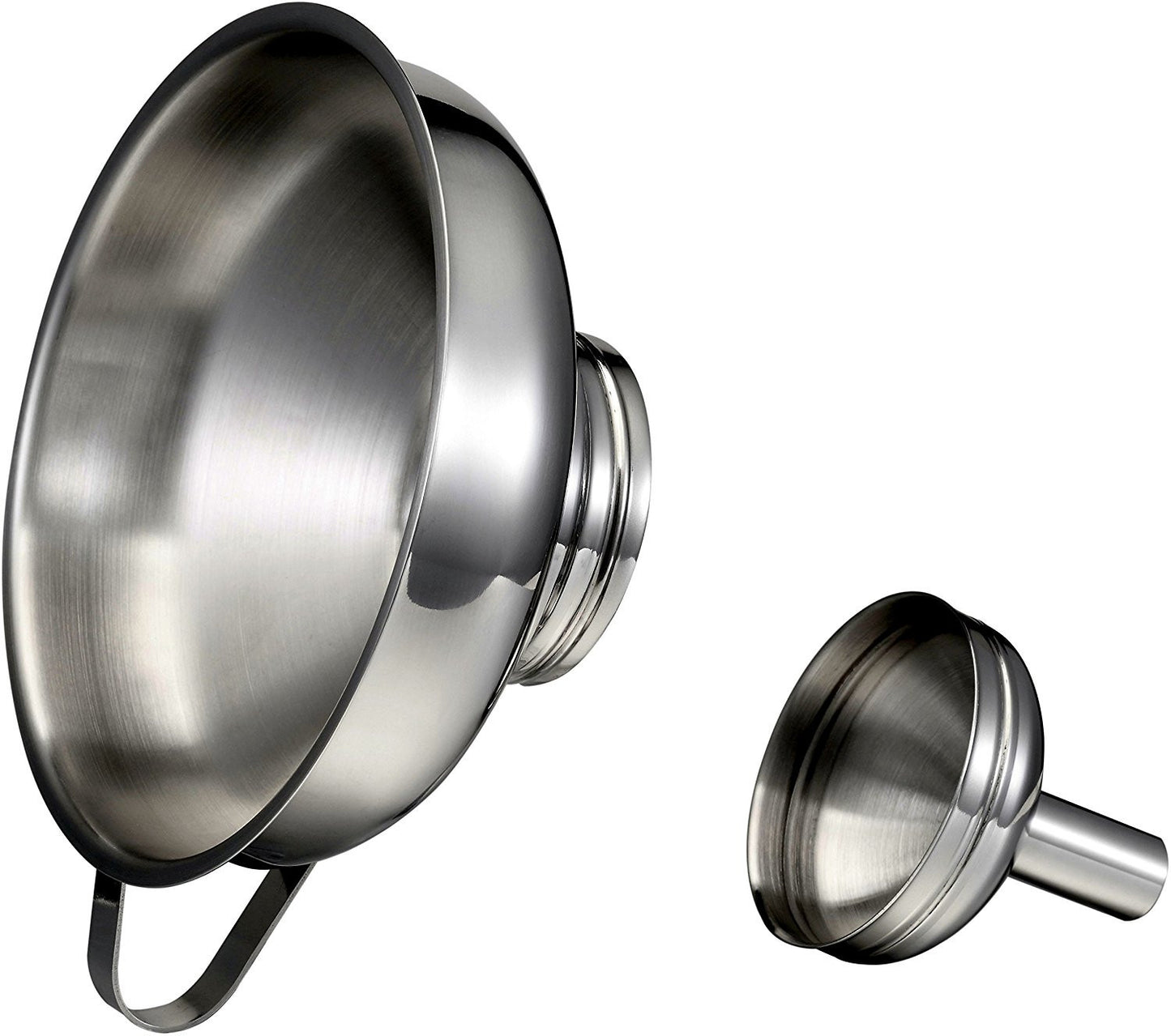 Pro Chef Kitchen Tools Stainless Steel Large Metal Funnel - 2 in 1 Combo Set for Cooking, Canning, Oils, Wine with Removable Strainer Converts to Wide Mouth Funnel when Small Funnel Detached - Pro Chef Kitchen Tools