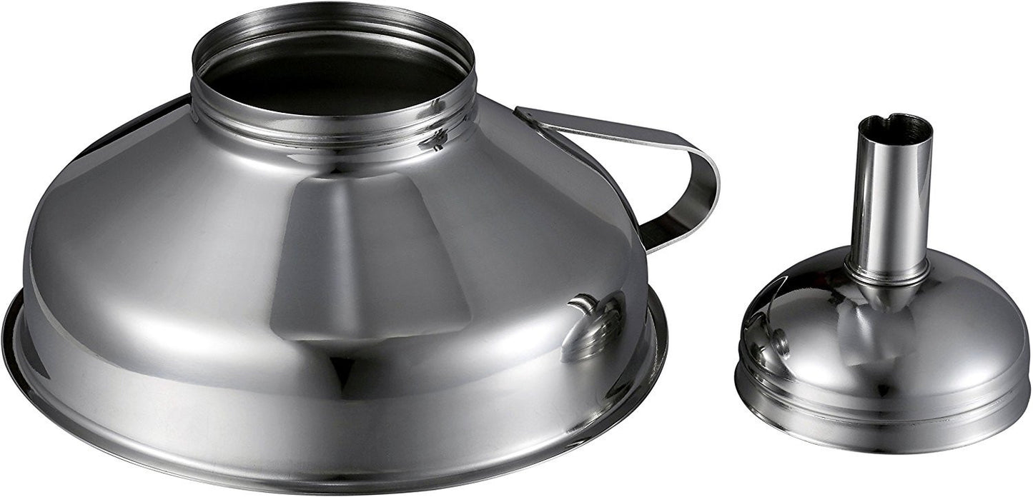 Pro Chef Kitchen Tools Stainless Steel Large Metal Funnel - 2 in 1 Combo Set for Cooking, Canning, Oils, Wine with Removable Strainer Converts to Wide Mouth Funnel when Small Funnel Detached - Pro Chef Kitchen Tools