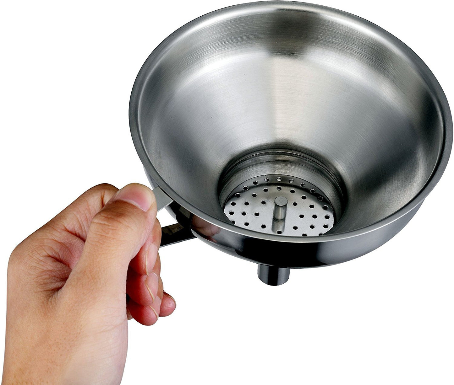 Pro Chef Kitchen Tools Stainless Steel Large Metal Funnel - 2 in 1 Combo Set for Cooking, Canning, Oils, Wine with Removable Strainer Converts to Wide Mouth Funnel when Small Funnel Detached - Pro Chef Kitchen Tools