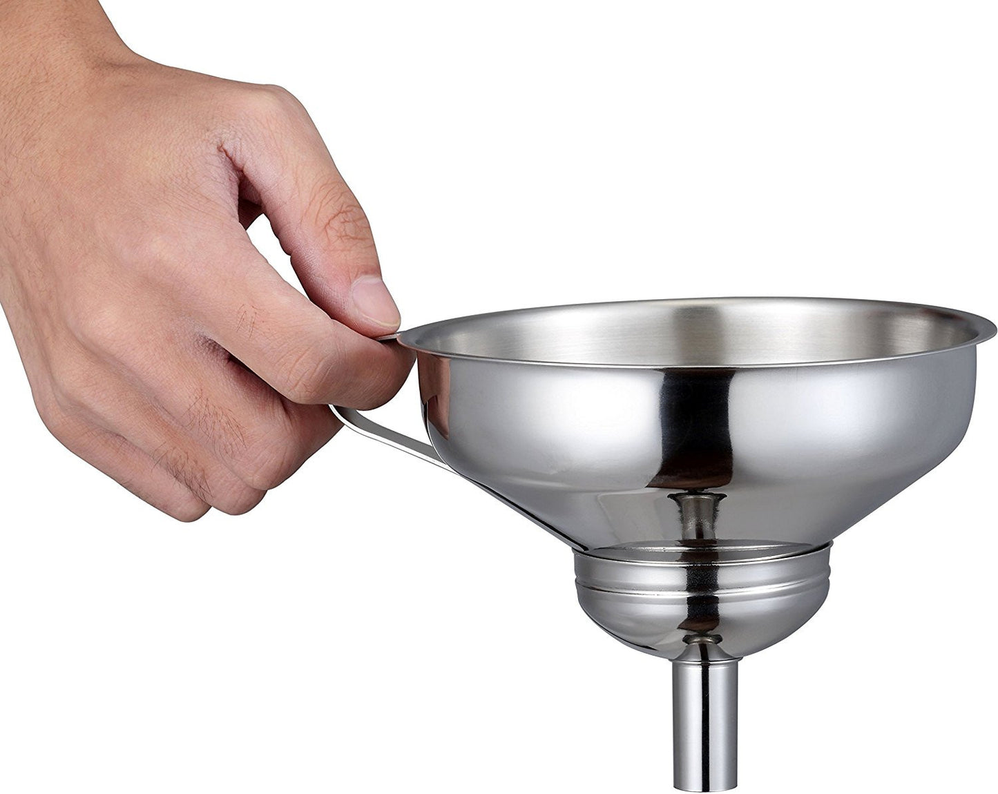 Pro Chef Kitchen Tools Stainless Steel Large Metal Funnel - 2 in 1 Combo Set for Cooking, Canning, Oils, Wine with Removable Strainer Converts to Wide Mouth Funnel when Small Funnel Detached - Pro Chef Kitchen Tools