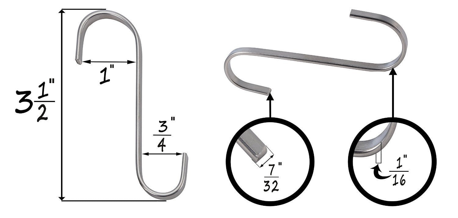 Metal Flat S Hooks Silver S Shaped Hanging Hooks for Kitchen