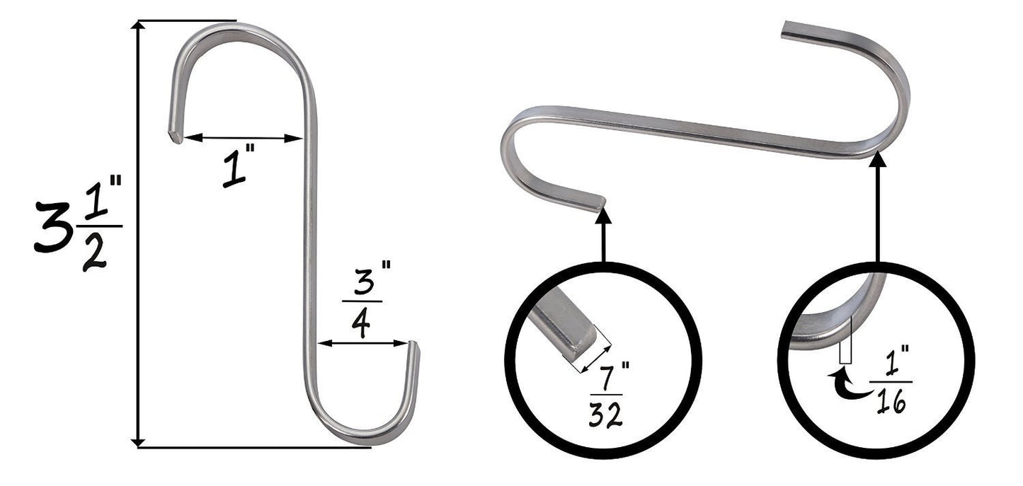 Flat Hanging Hooks - Pot Racks S Hook 10 Pack Set - Pro Chef Kitchen Tools