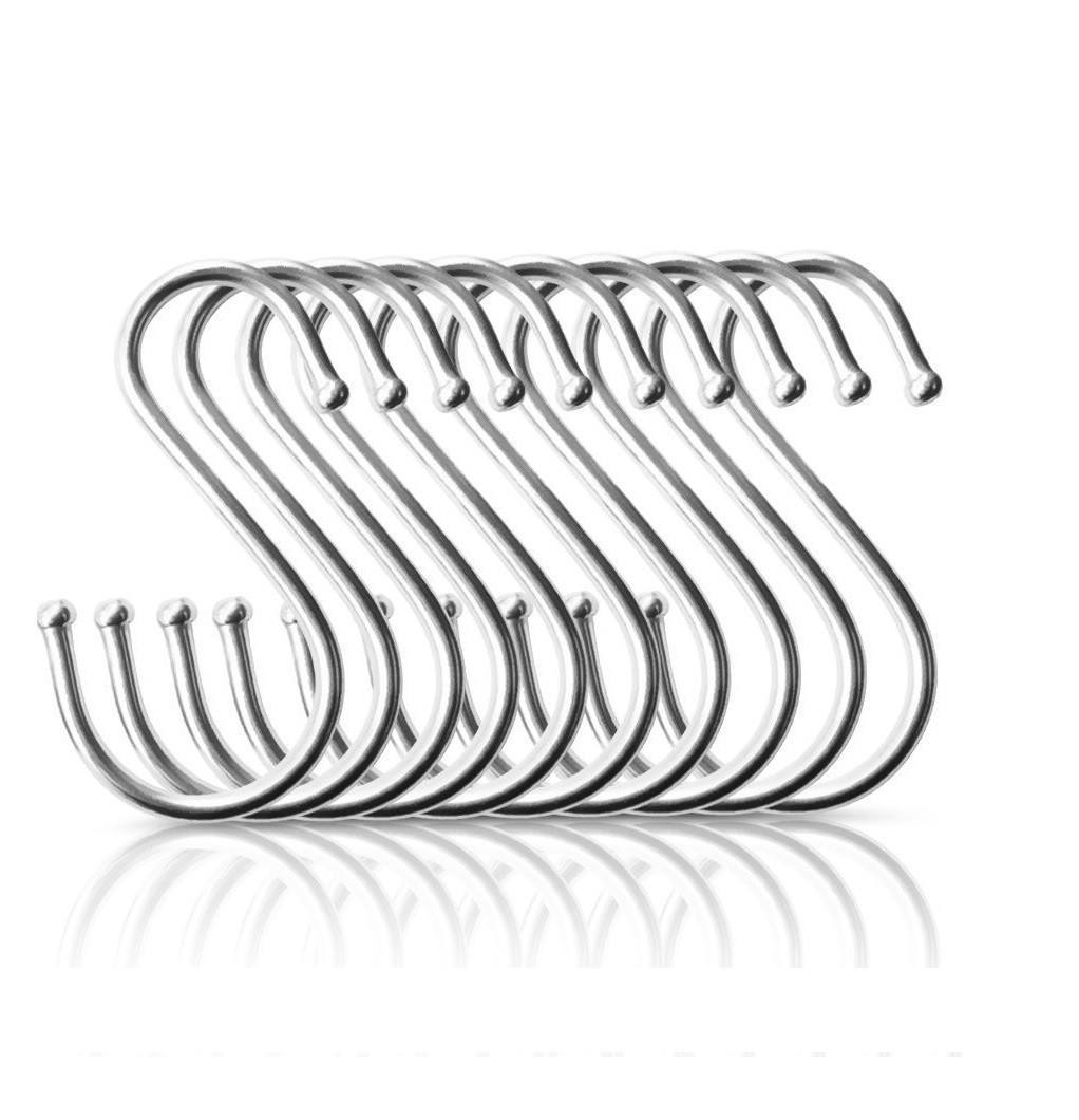 Round S Hooks - Kitchen Pot Racks Hook 10 Pack Set - Pro Chef Kitchen Tools