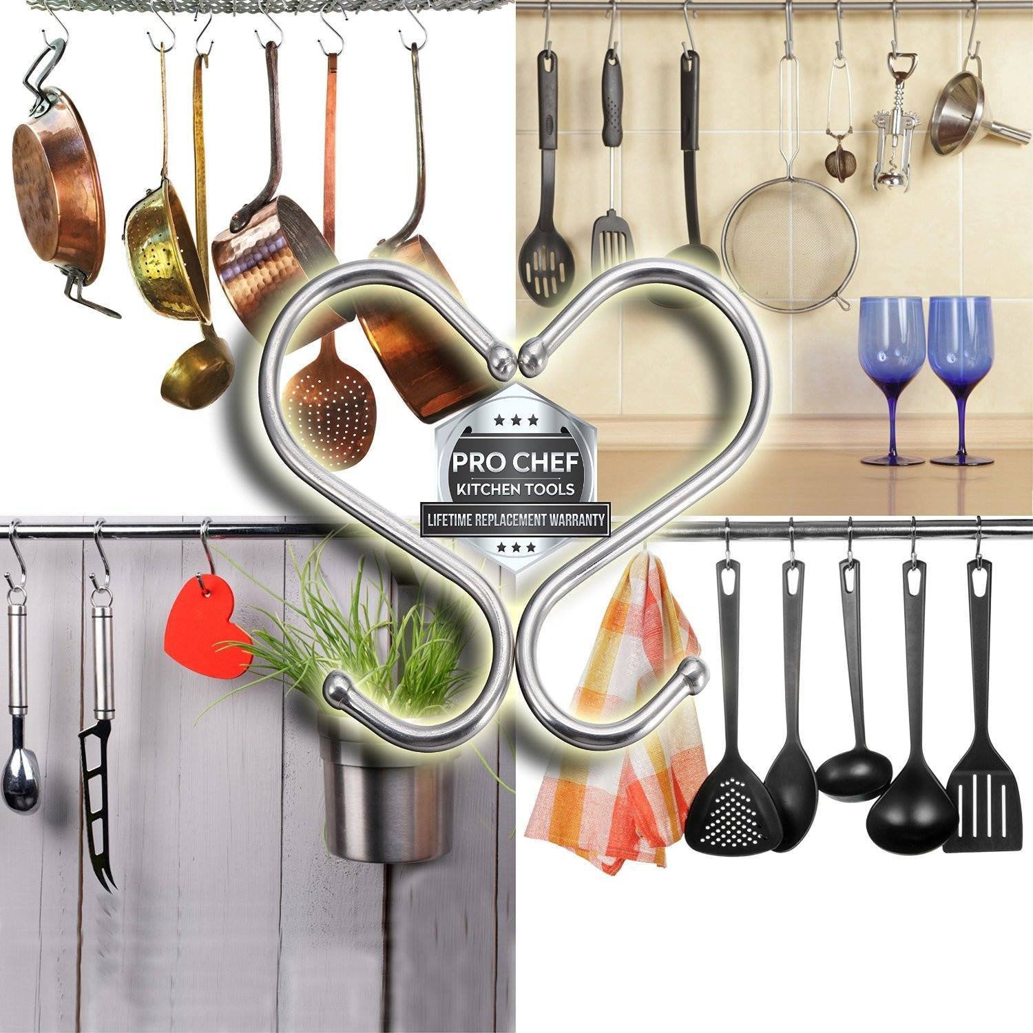 Round S Hooks - Kitchen Pot Racks Hook 10 Pack Set – Pro Chef