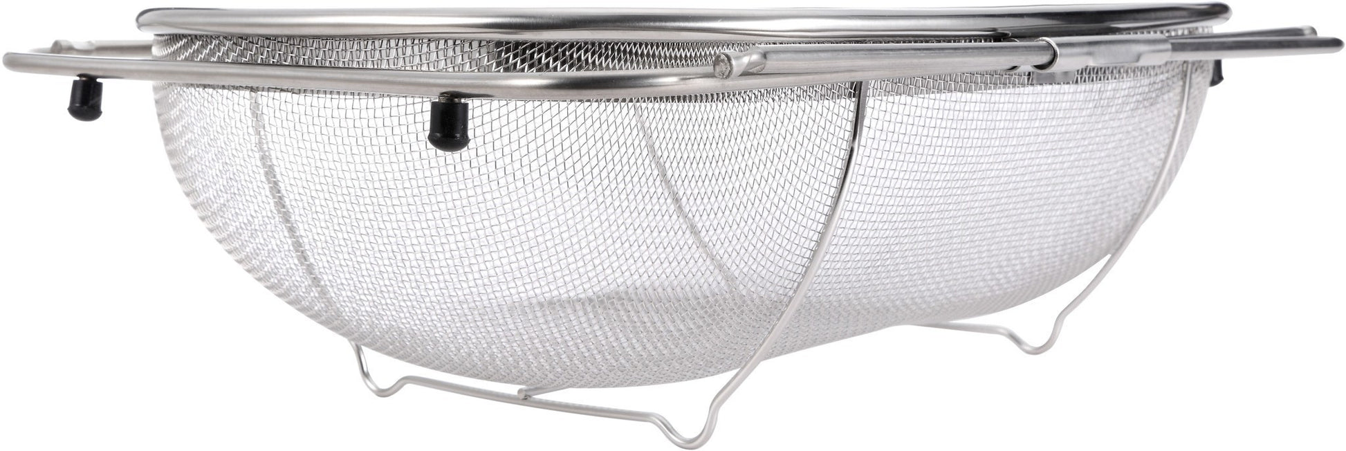 Pro Chef Kitchen Tools Stainless Steel Over the Sink Strainer - 6 Quart Fine Mesh Sieve Metal Colander Extendable Collapsible Handles Expands Over All Sinks for Washing Vegetables or Draining Pasta - Pro Chef Kitchen Tools